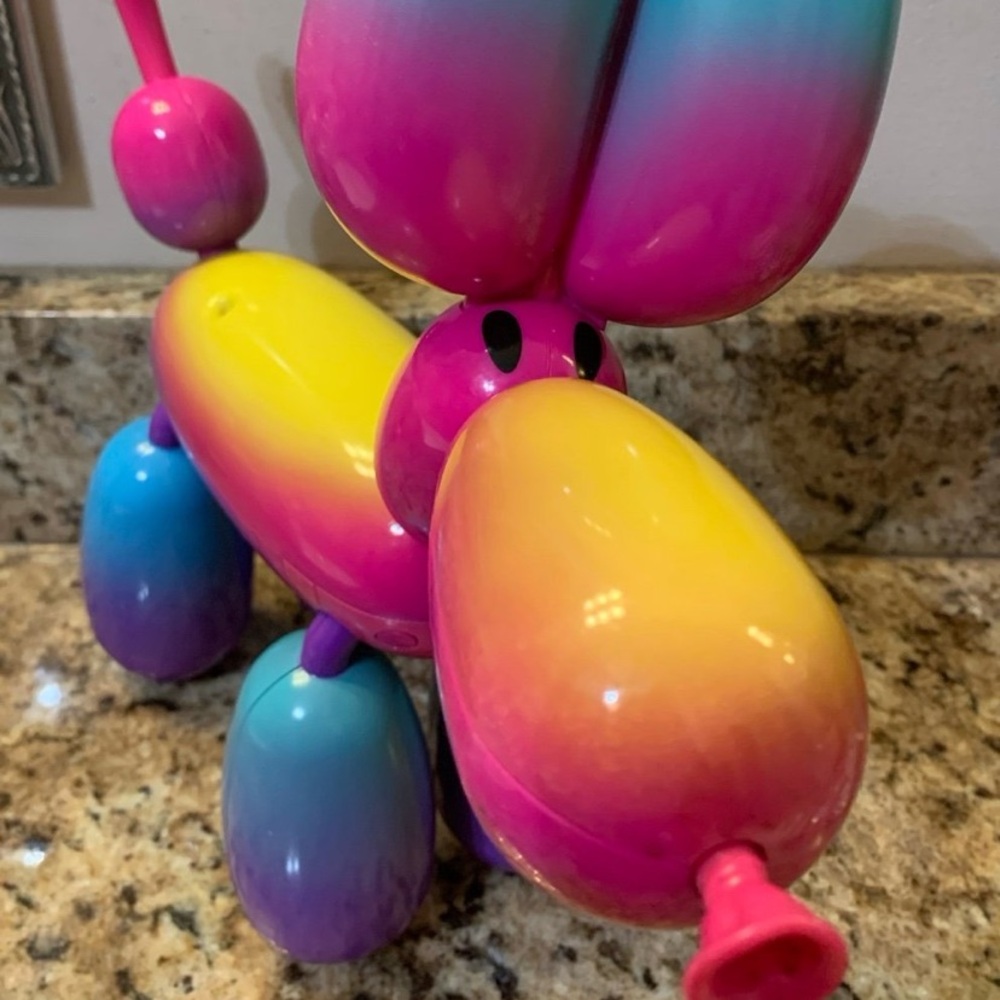 Vintage Squeakee The Balloon Dog - Rainbowie The Rainbow Dog. Plastic 12”.